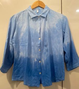 Blue Tie-Dye Button-Up Shirt