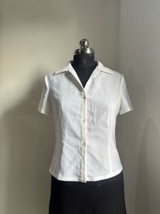 Classic White Short-Sleeve Button-Up Shirt