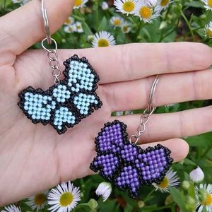 Handmade Beaded Heart Keychain Set