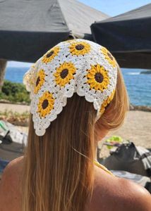 Crochet Sunflower Bandana Scarf💖