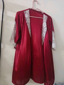 Elegant Red Lace Robe
