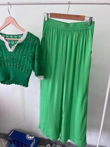 H&amp;M Lime Green Wide Leg Pants