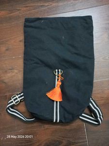Stylish Black Backpack with Tassel