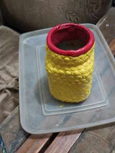 Handmade Yellow Textured Vase
