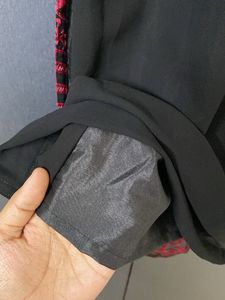 Black &amp; red Embroidered Kurta with dupatta