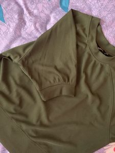 Olive Green Nuon Crop Top