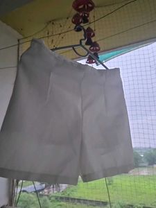 White Textured Shorts