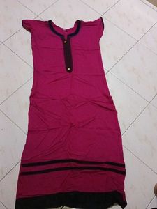 Vibrant Pink Kurta with Black Accents