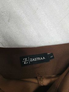 ZASTRAA Stylish Brown Wrap Skirt