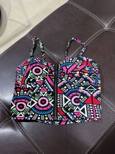 Vibrant Geometric Print Crop Top