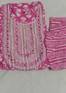Pink Floral Kurta Set