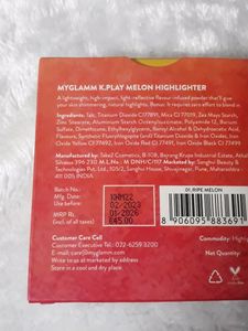 MyGlamm K.Play Flavoured Highlighter-Ripe Melon (Beige)-Bright Gold Shade, 9 g| Highlighter For Face |Illuminating Powder