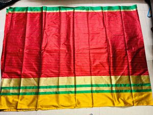 Vibrant Red and Yellow Saree