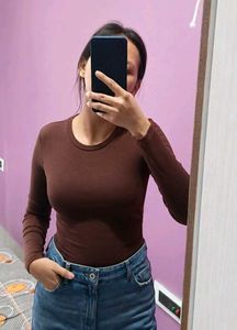 Brown Bodysuit (ribbed)