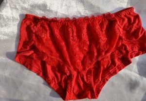 Lace Trim Red Briefs