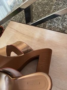Chic Metallic Block Heel Mules