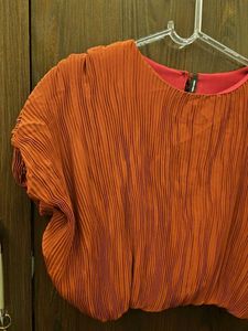Pleated Orange Crop Top