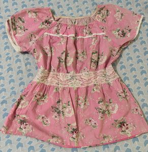 Pink Floral Blouse with Lace