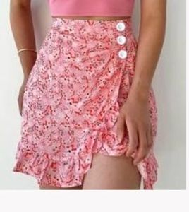 Floral Ruffle Mini Skirt