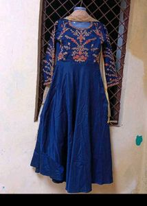 bust 40 Elegant Navy Blue Embroidered Anarkali Gow