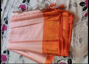 Elegant Peach Silk Saree with blouse pc