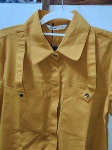 Short Sleeve ShirtTop- Mustard color