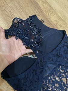 Elegant Navy drss with Lace Detail