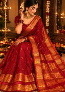 Elegant Red &amp; Gold Silk Saree
