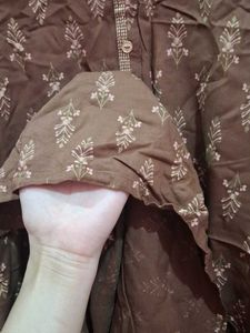 Stylish Printed  brown kurta🌼