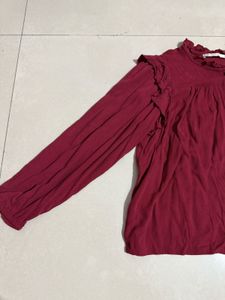 Red Ruffled Sleeve Top