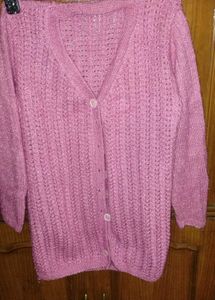Handmade Charming Pink Knit Cardigan