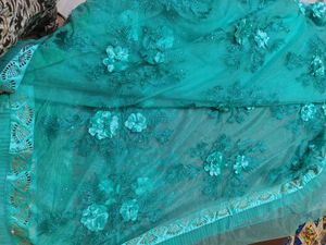 Stunning Teal Embroidered Saree
