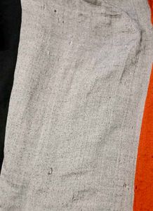 Stylish Black &amp; Orange Striped Saree