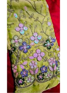 Designer saree with embroidery work blouse