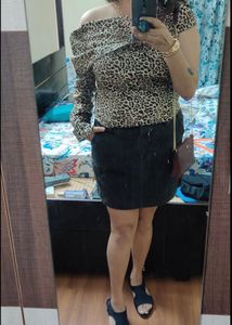 Leopard Print One Shoulder Top