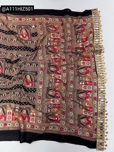 Beautiful Ajrakh Saree with Mirror Work