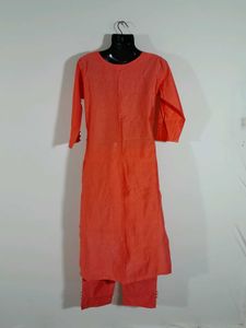 Coral Embroidered Kurta Set For Women's