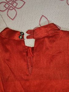 Elegant Red with golden stripe ethnic dress