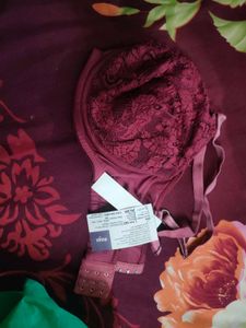 Burgundy Lace padded Bra