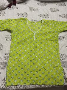 Lime Green Printed Kurta