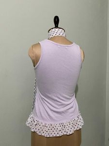 Lavender  Ruffle bolka dot top
