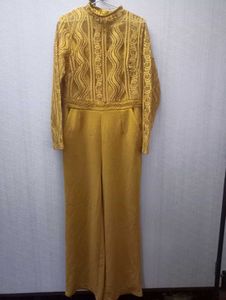 💫Elegant Yellow Lace Top &amp; Palazzo Pants Set