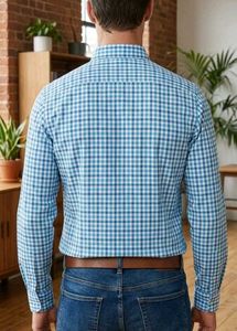 Men's Blue Checkered Casual Shirt