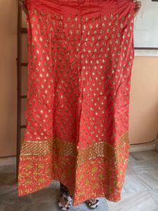 Coral & Gold unstitched Lehenga