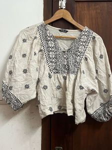 Bohemian Embroidered Cotton Top