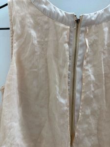 Cream Lace-Up Tiered Sleeveless Top