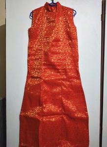 ORANGE PETALS DESIGN BROCADE KURTI
