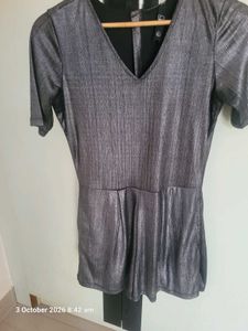 Sparkly Silver V-Neck Romper