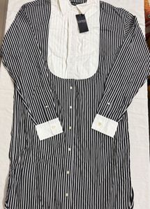 Women's Striped Bib-Front Broadcloth Shirtdress