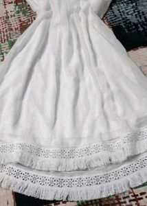 💐White Lace Trimmed Dress